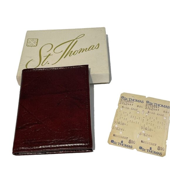 Vintage St. Thomas Men's Mahogany Card Case Wallet Mahogany Cowhide Leather 60s - Picture 1 of 10